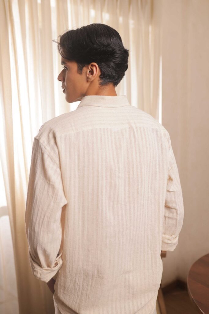 Ivory Stride Handwoven Shirt