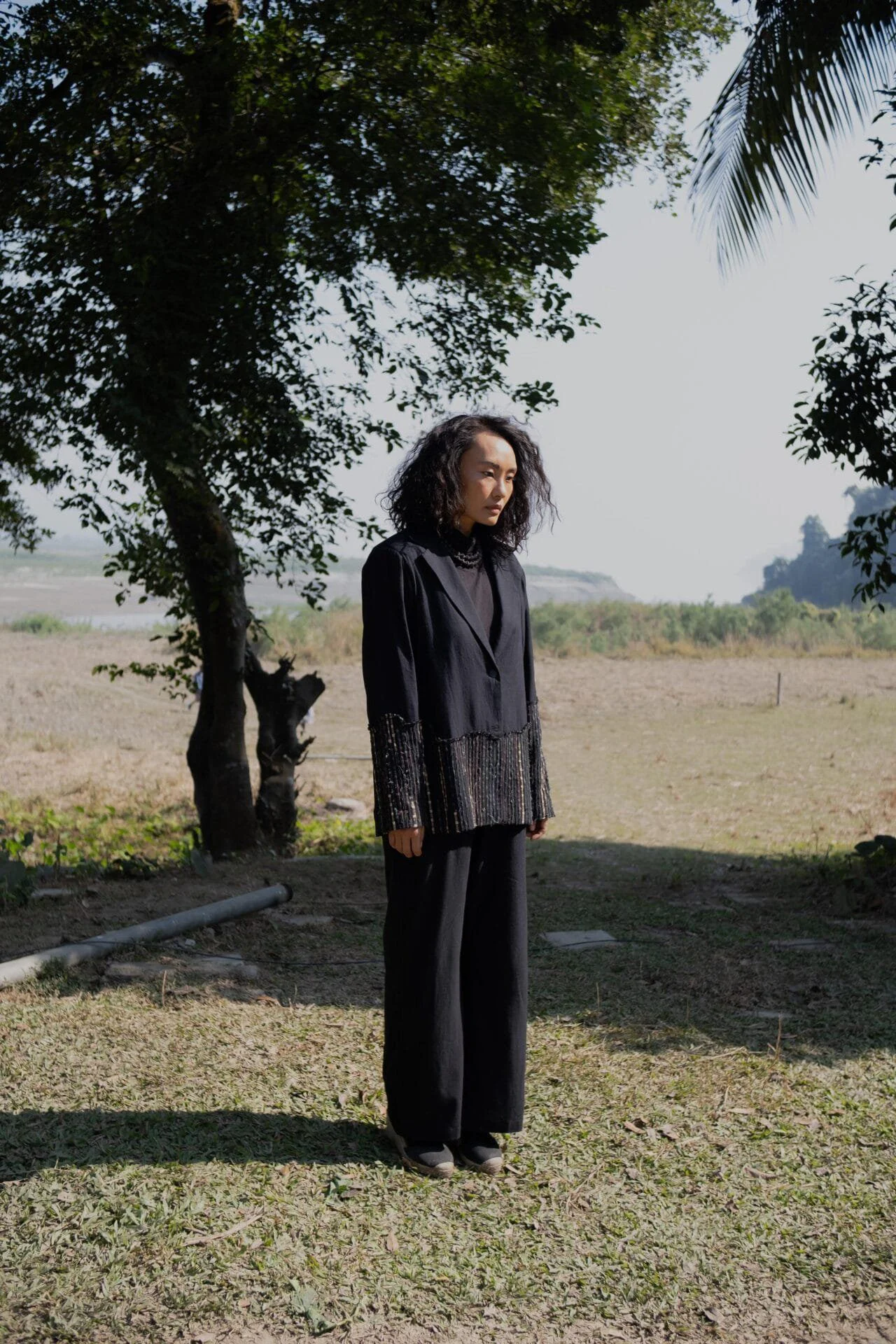 Handwoven Sailor Flared Pants - Bla