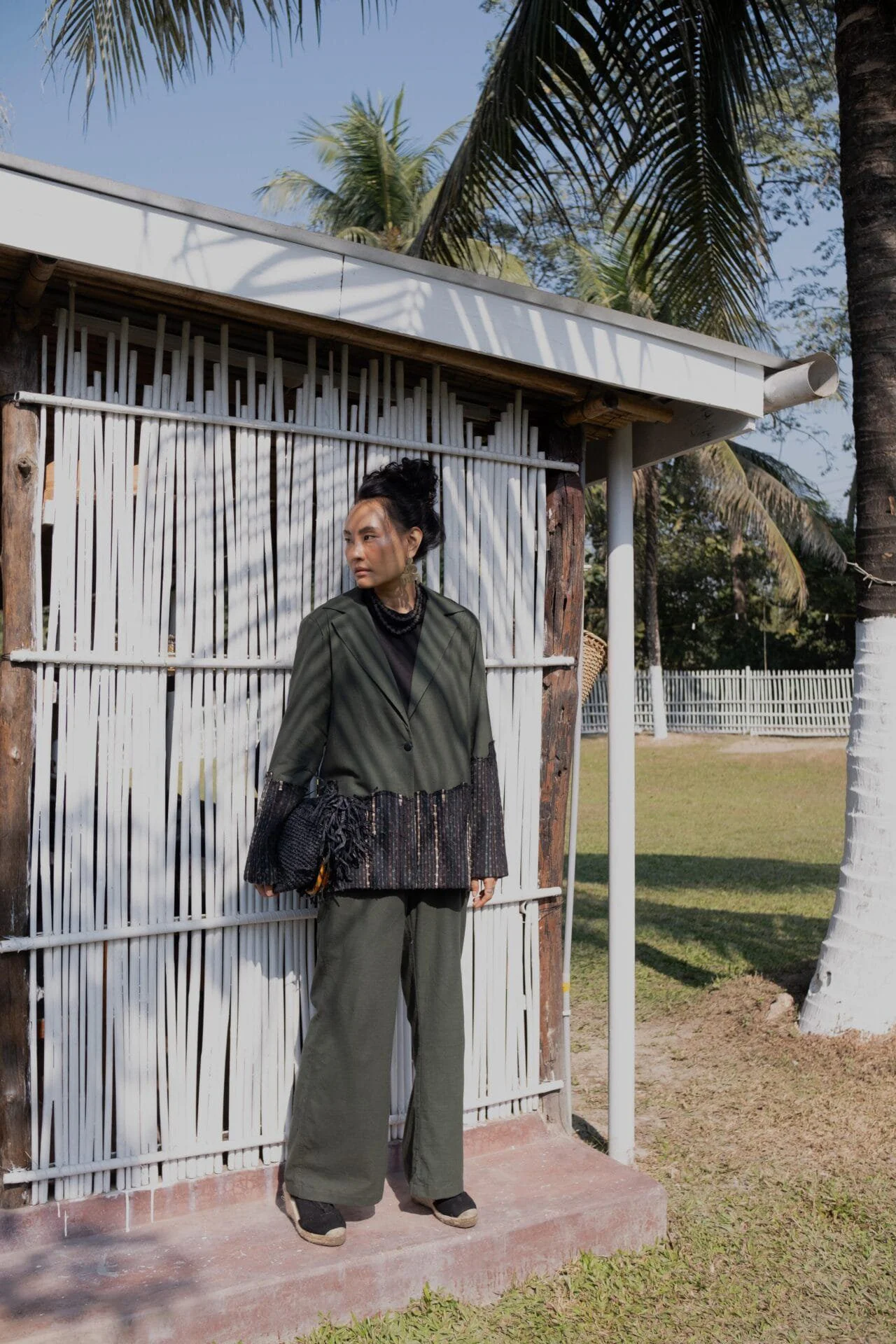 Handwoven Sailor Flared Pants - Gre