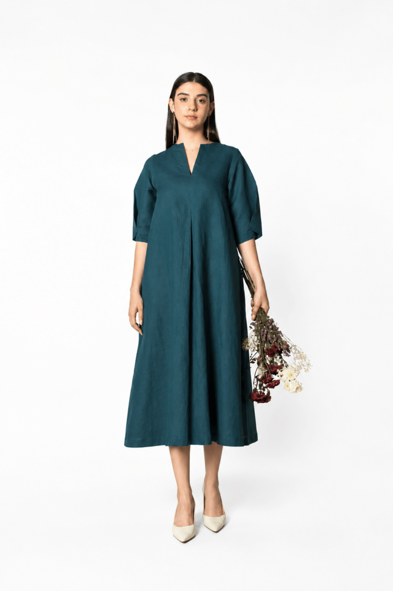 Pleated A-Line Maxi