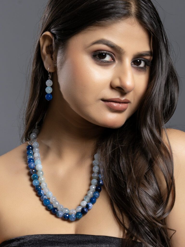 Ice Blue Onyx Double Layered Neckla