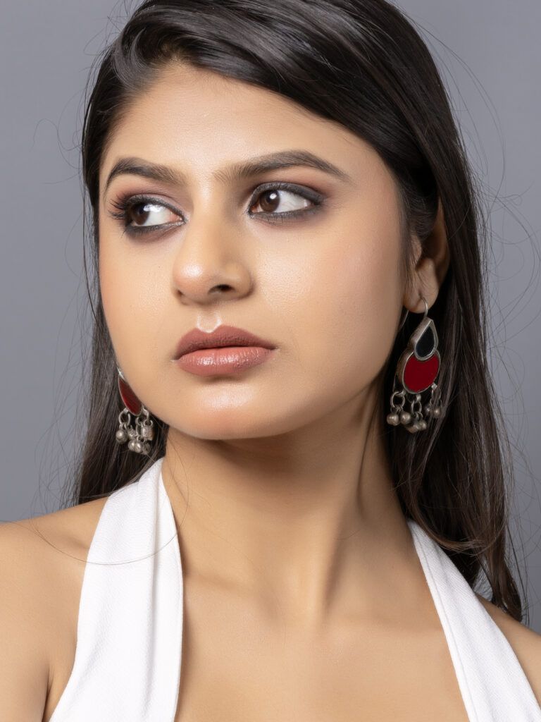 Red Glass Designer Afghani Earrings