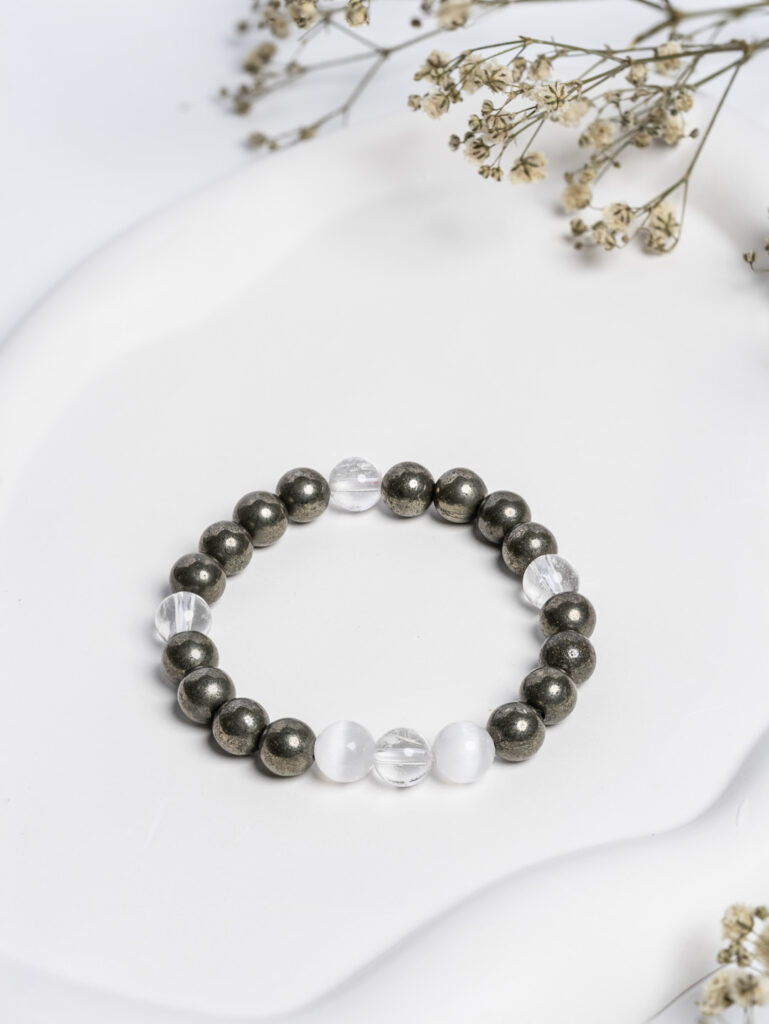 White Pyrite & Clear Quartz  with S