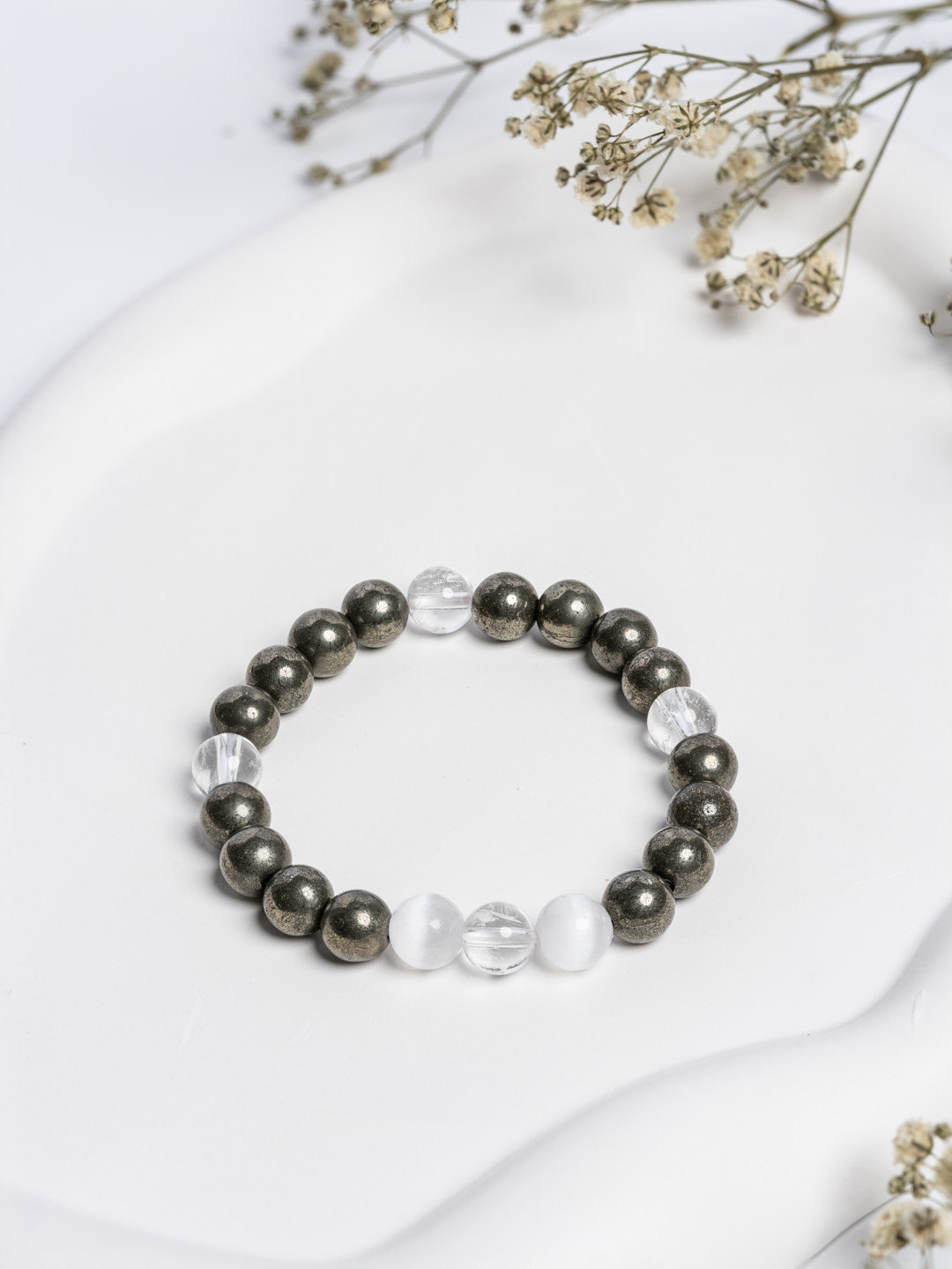 White Pyrite & Clear Quartz  with S