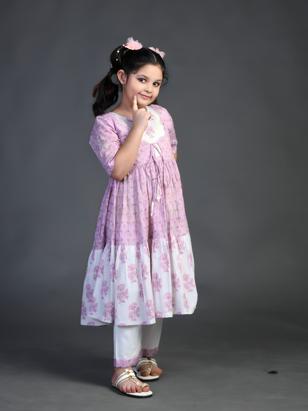 Girls Floral Kurta Pant Set