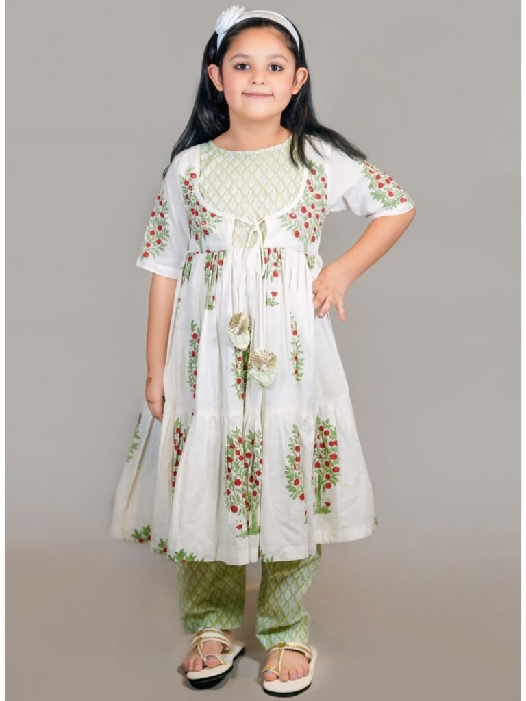 Girls Garden Print Kurta Set