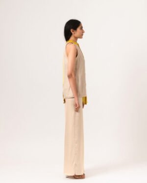 Ecruyellowhalterneckblouse 4