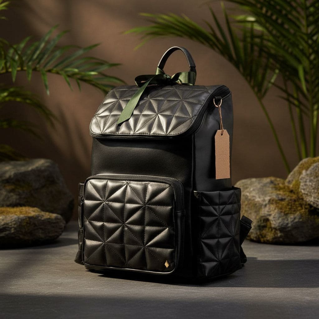 Black Noir Vegan Leather Bagpack