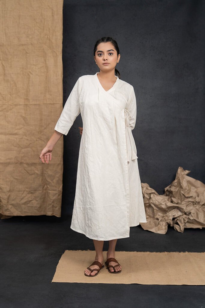 Handwoven Kala Cotton Angrakha Kurt
