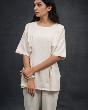 Handwoven Kala Cotton Round Neck With Waist Belt Boxy Top 3 1400X