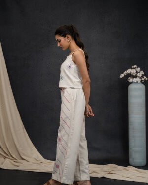 Handwoven Kala Cotton Square Neck Striped Soof Embroidery Co Ord Set 3 1400X