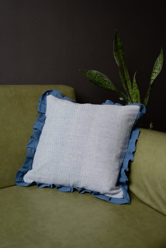 Diamond Handwoven Indigo Ruffle Cus