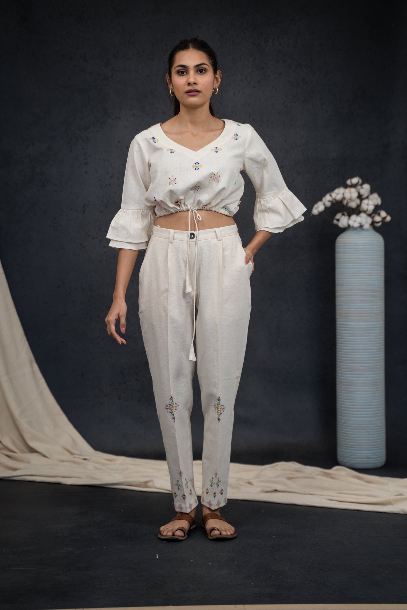 Handwoven Kala Cotton V-Neck Soof E