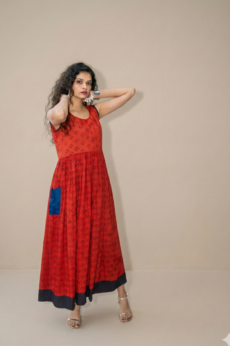 Mitti Madder Red printed Dress