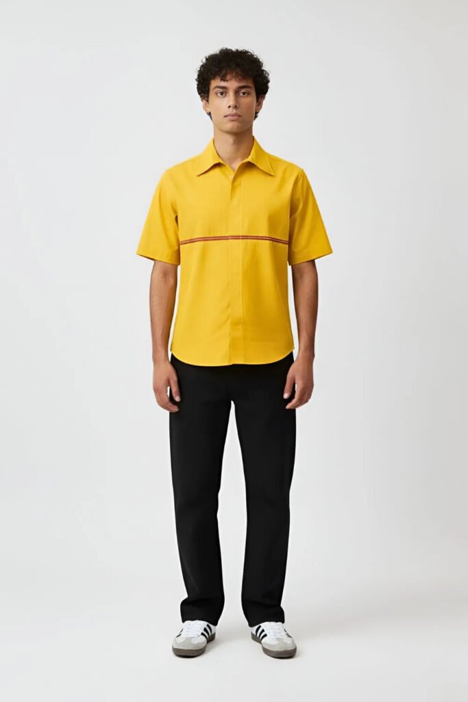 Mango Yellow-Tuscan Red Stripe Shir
