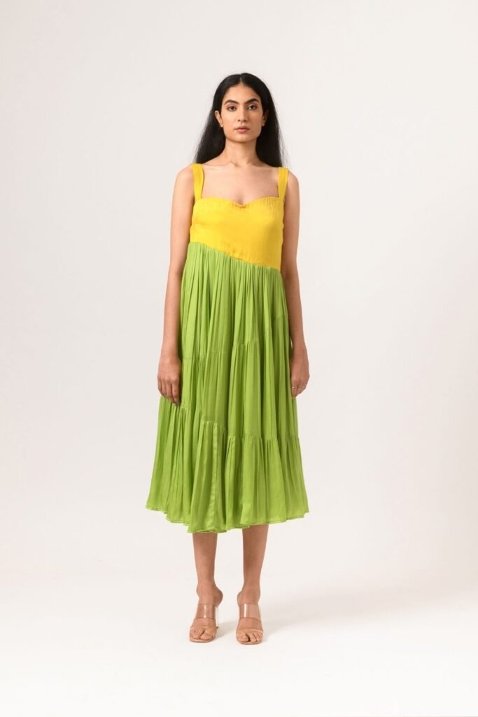 Yellow-Green Asymmetrical Gather Dr