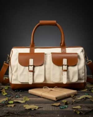 Ajax Duffle Bag Beige Gingerbread Plant Leather Studio