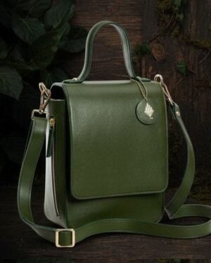 Ceres Green Plant Leather Crossbody Bag Front View