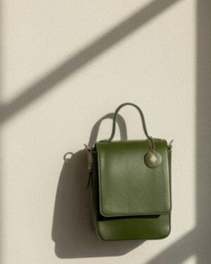 Ceres Green Plant Leather Crossbody Bag Minimal Shadow Shot