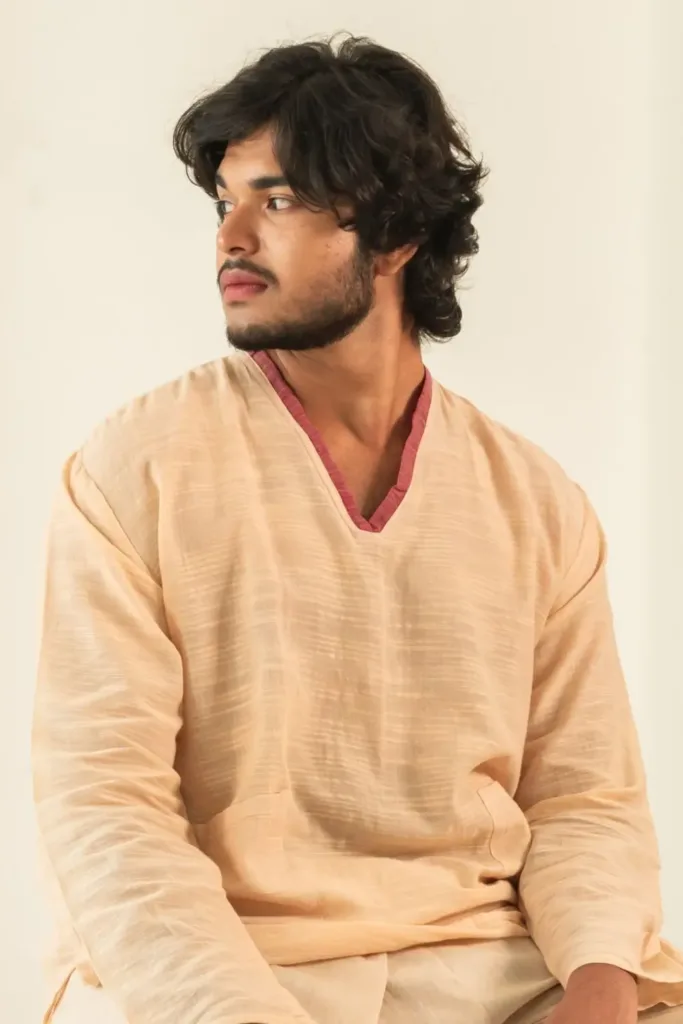 Cotton Men's Bisque-beige Tunic Sh