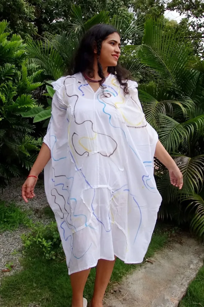 Cotton Women's White Hand-painted
