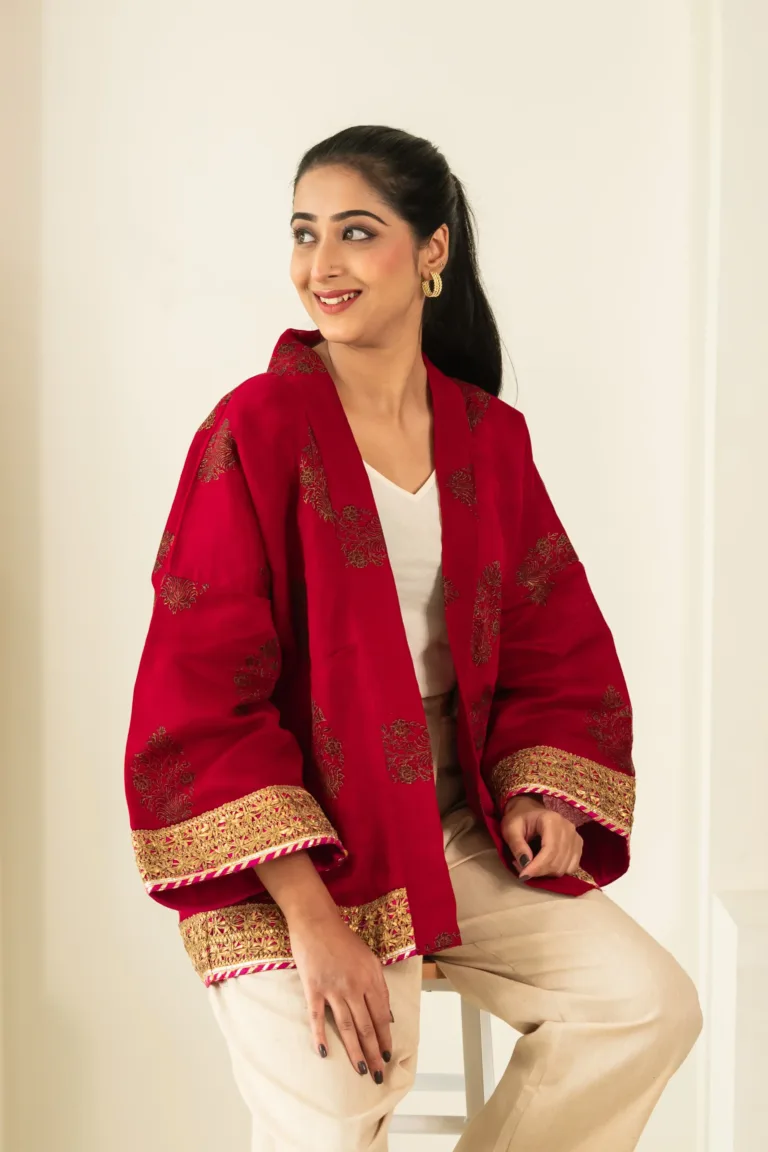 Yoru Red Saree Kimono
