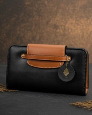 Cybele Plant Leather Womens Wallet Black Gingerbread Green Hermitage