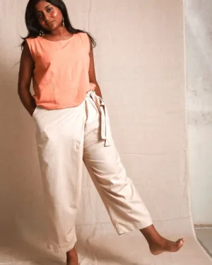 khadi cotton women s beige wrap style pants i walk fling pants xs