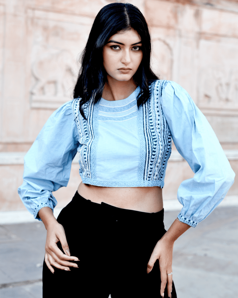 Nazakat Hand-Block Cotton Top