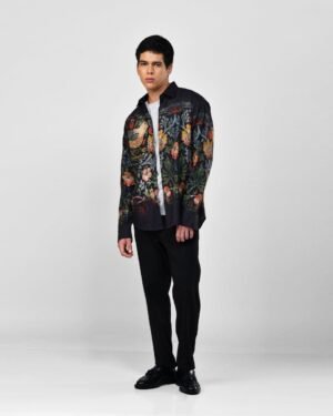 Strawberry Thief Black Party Wear Luxury Shirt For Men Now Available In Cotton And Linen 1766360
