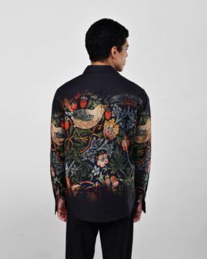 Strawberry Thief Black Party Wear Luxury Shirt For Men Now Available In Cotton And Linen 5927341