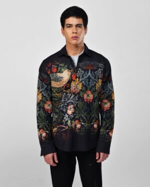 Strawberry Thief Black Party Wear Luxury Shirt For Men Now Available In Cotton And Linen 9635936