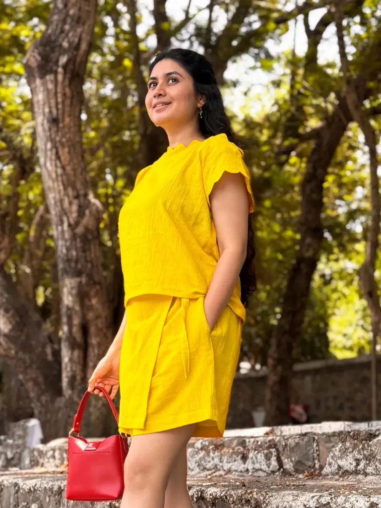 Summer yellow Skort Co-ord in Kala