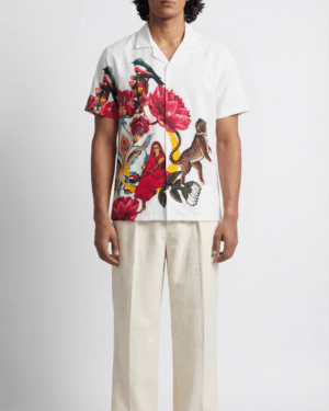 16 Bit Retro Mens Cotton Casual Shirts White Half Sleeve Resort Collar 4335085