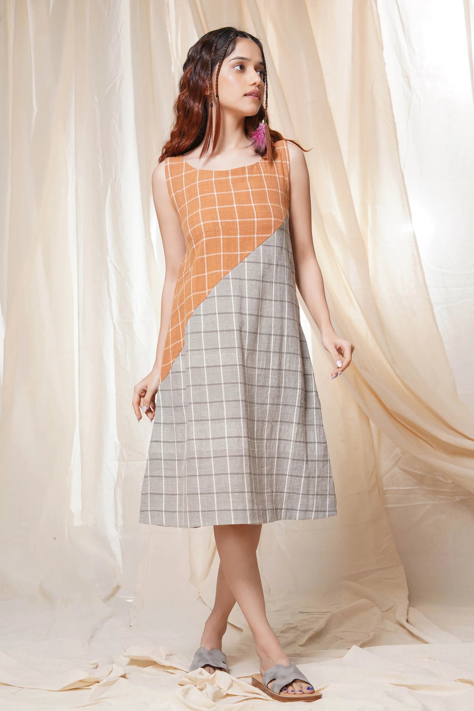 Timeless Orange and Gray Dress
