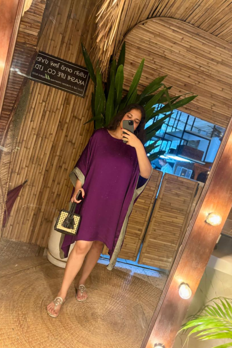 Purple-Green Kaftan Dress