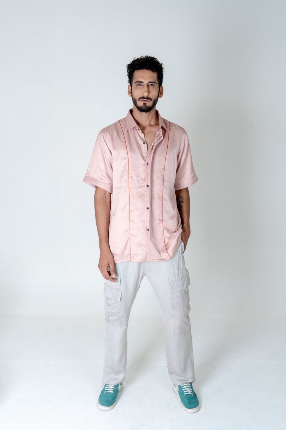 Pink Shirt-Orange Piping