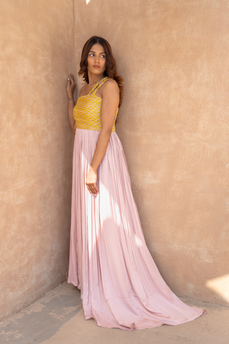 Pink-Yellow Bustier Gown