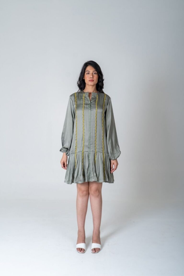 Green-Yellow Gather Dress
