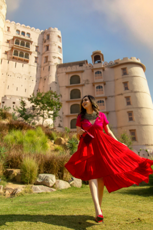 Red and Pink Asymmetrical Dress