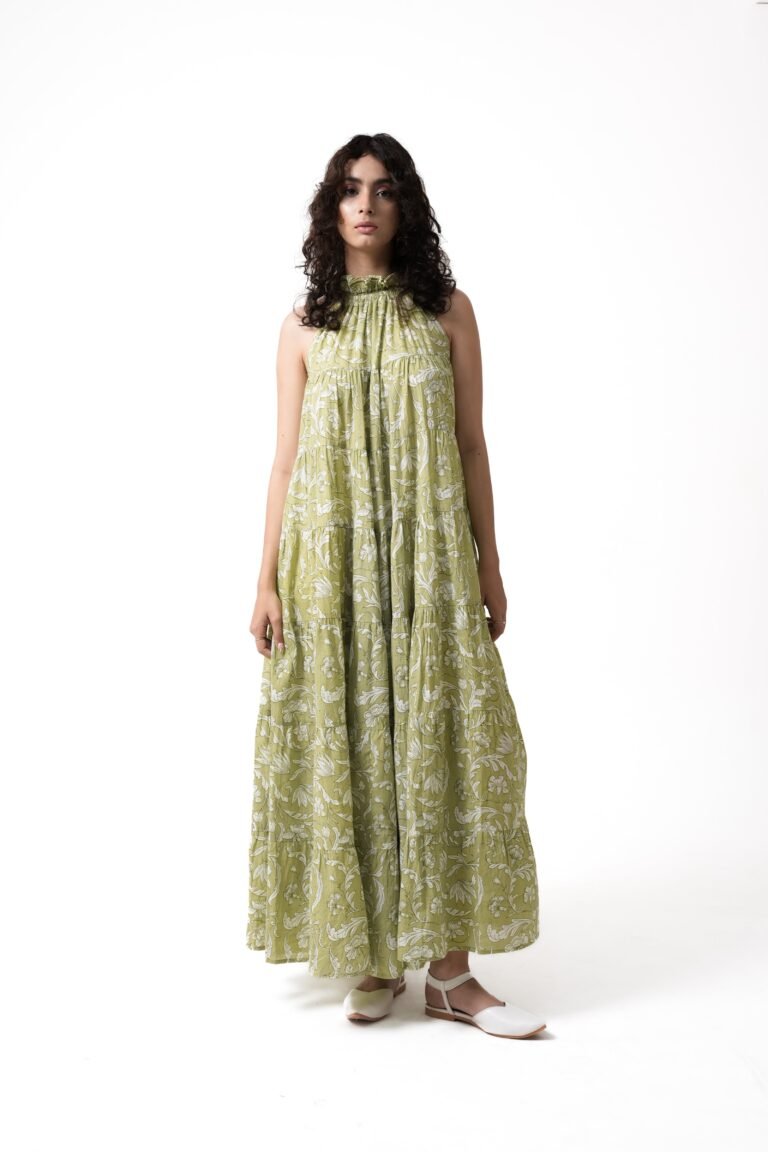 Lila Gathered Dress - Pear