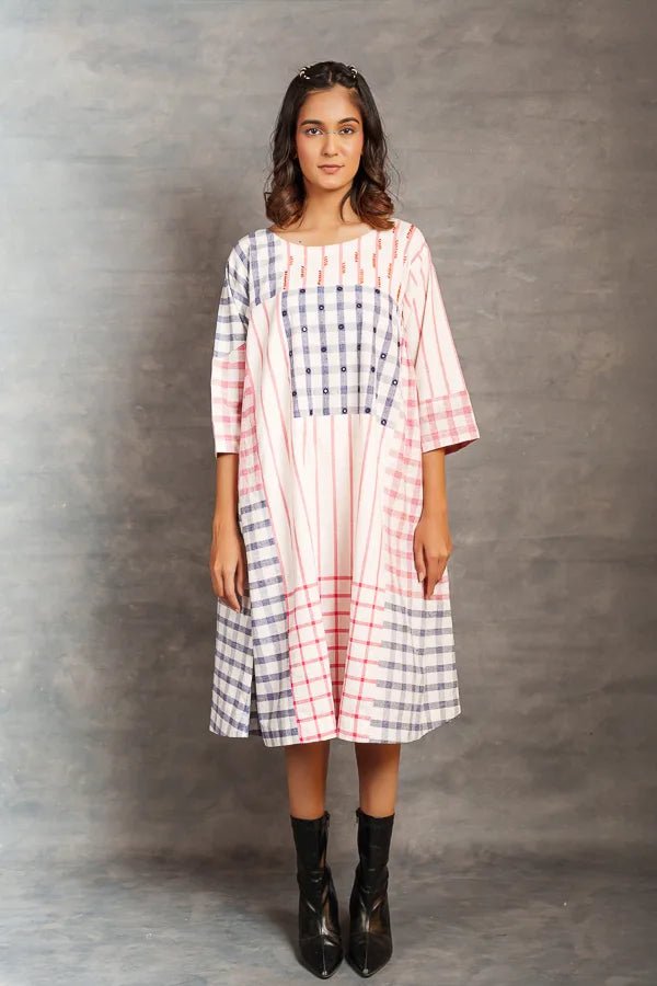 Pastel checks Relax 3/4th dress