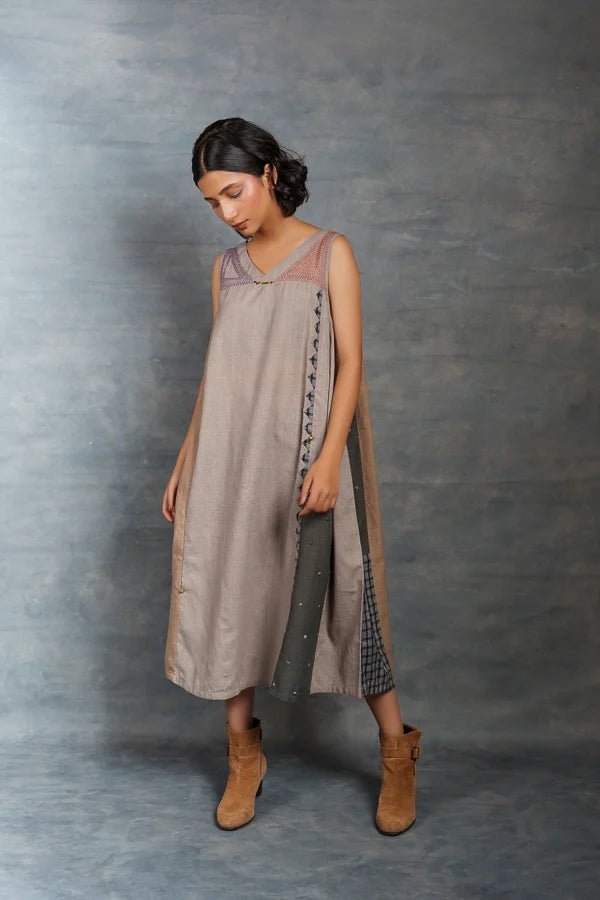 Loom patch dress midi dress