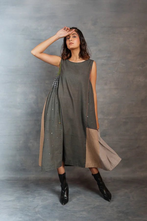 Gray loom patch dress midi Gry 2