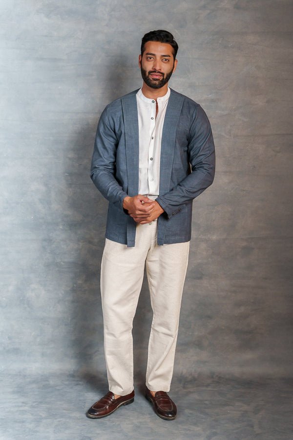 ’s Gray Khadi Casual Jacket