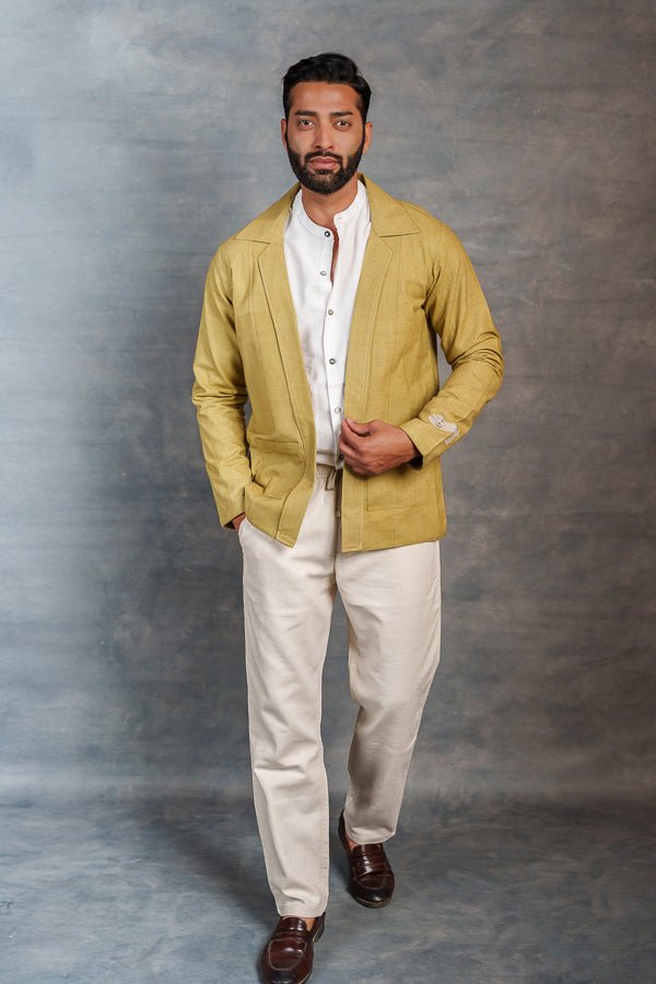 ’s Olive Khadi Casual Jacket