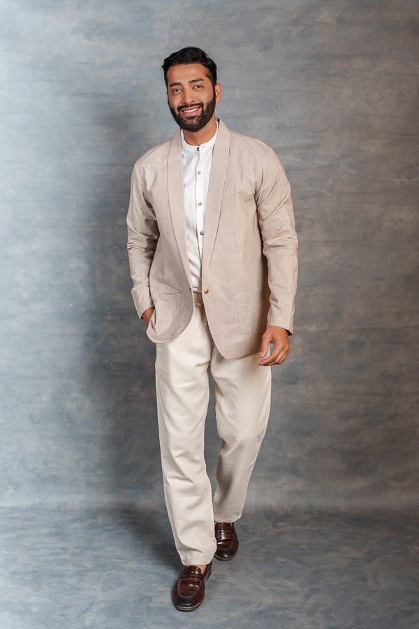 ’s Beige Khadi Casual Jacket