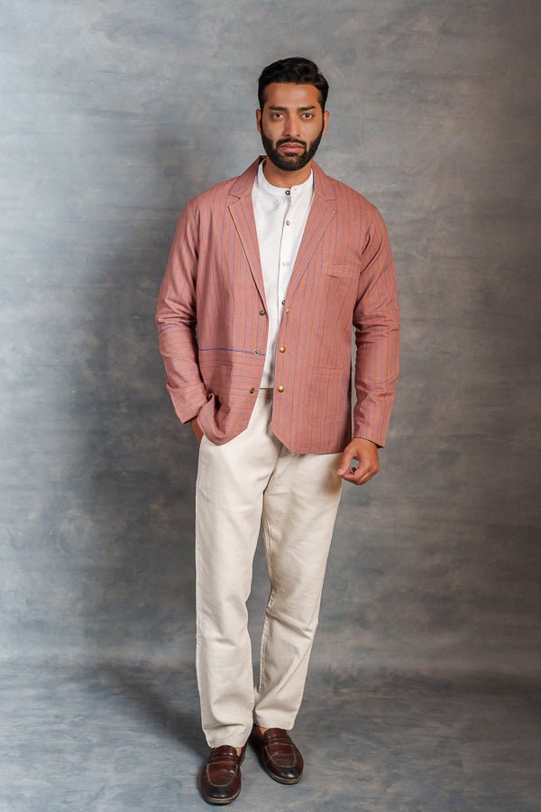 ’s Striped Khadi Casual Jacket