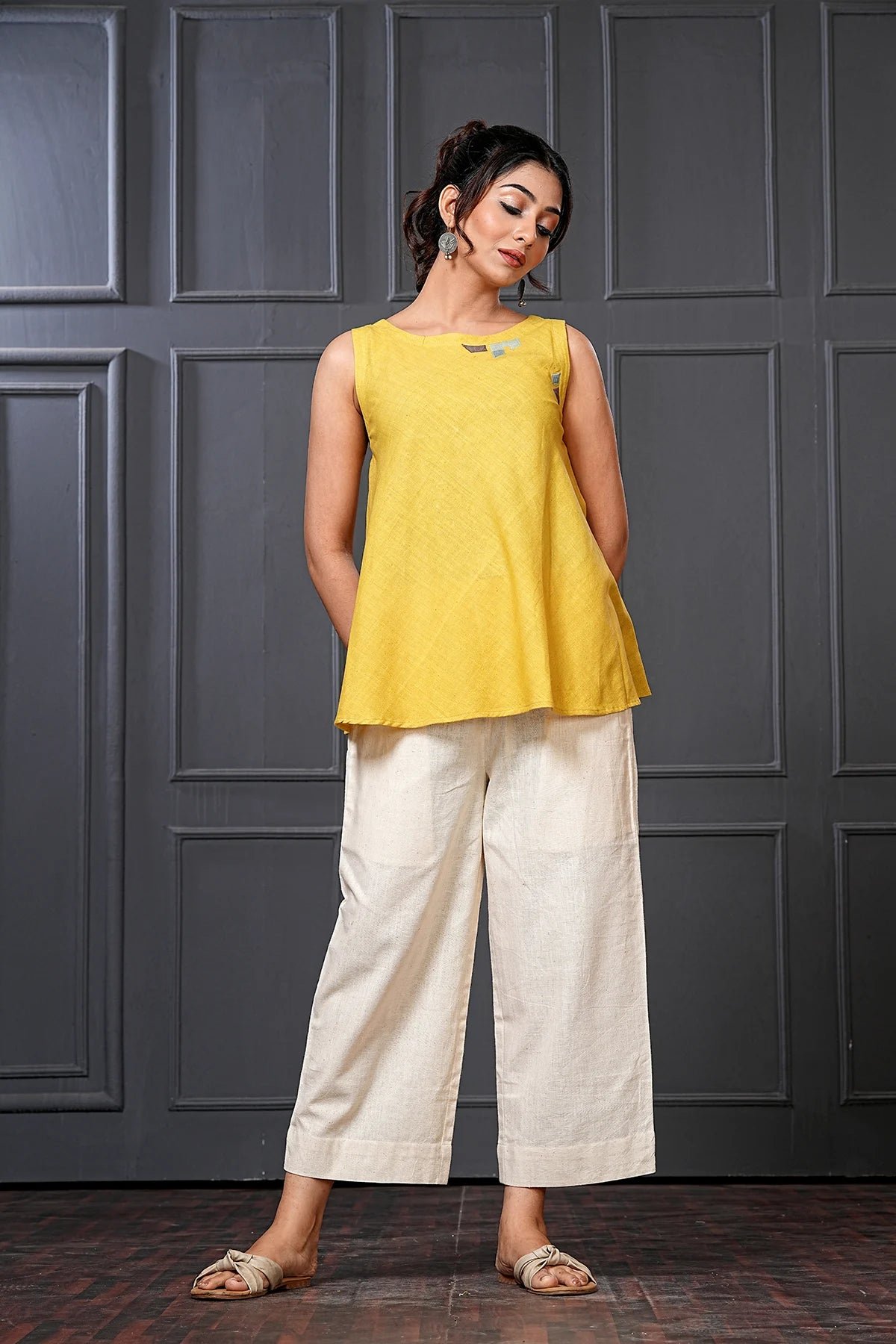 Citron Handwoven Cotton Flared Top
