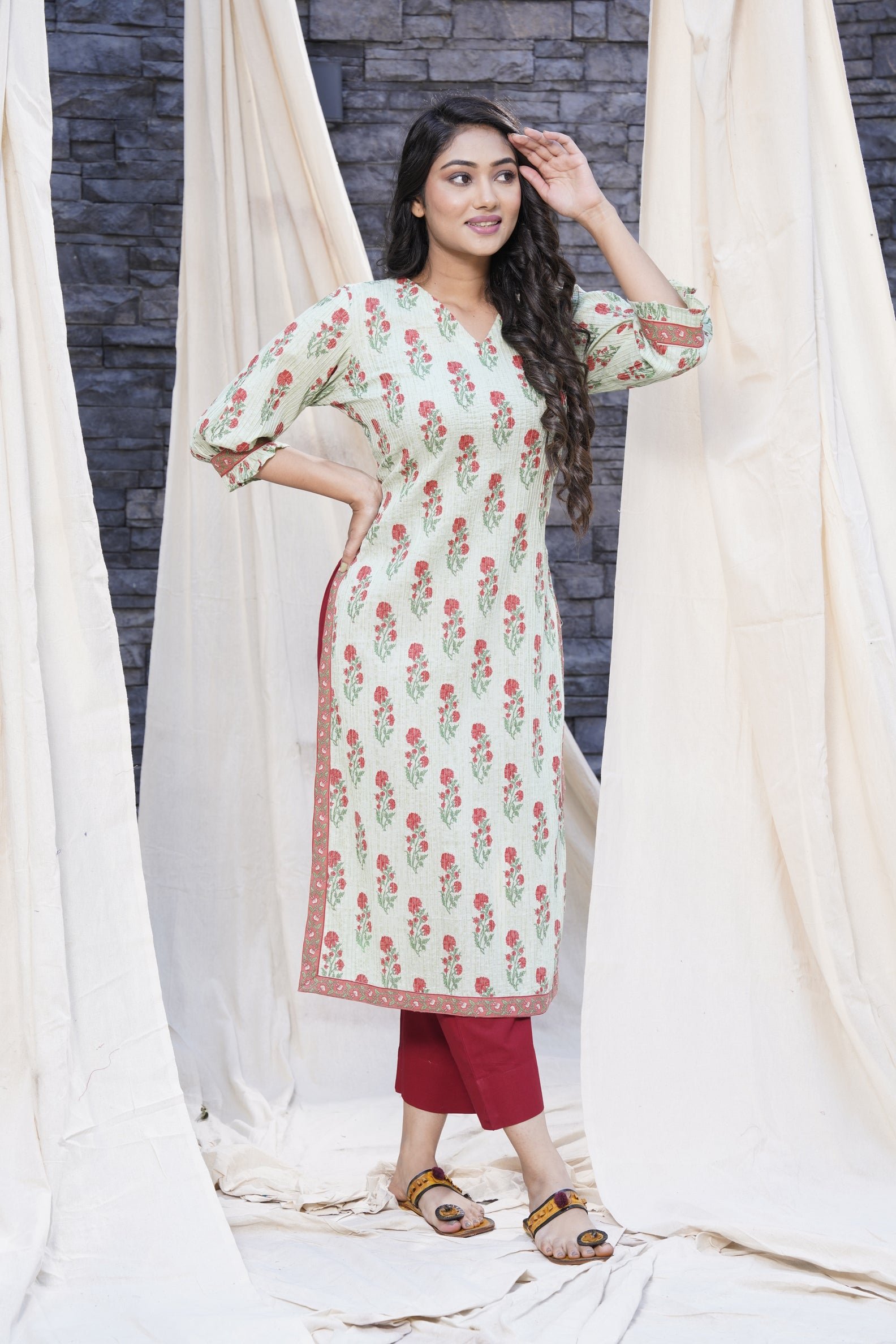 Timeless Mint Hand Blocked Natural